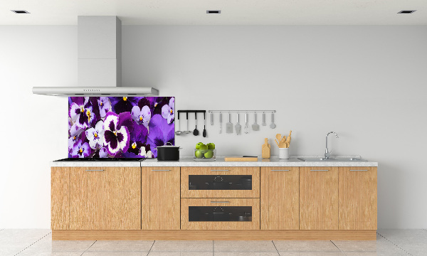 Rivestimento parete cucina con decorazione Viole del pensiero