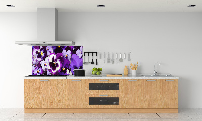 Rivestimento parete cucina con decorazione Viole del pensiero