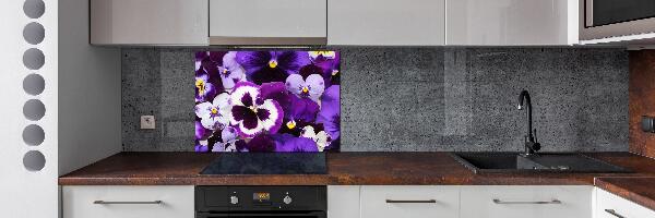 Rivestimento parete cucina con decorazione Viole del pensiero