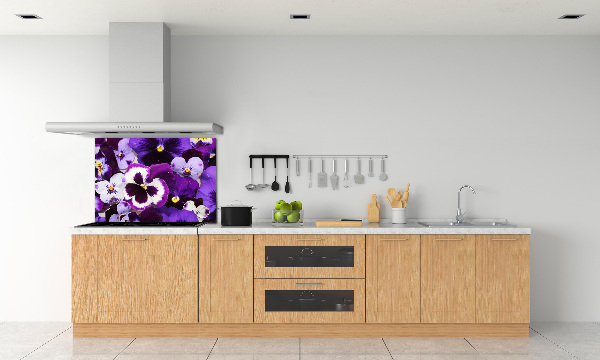 Rivestimento parete cucina con decorazione Viole del pensiero
