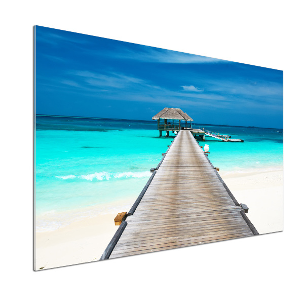 Pannello paraschizzi cucina con motivo a molo in legno