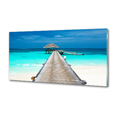 Pannello paraschizzi cucina con motivo a molo in legno