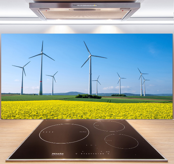 Rivestimento parete cucina con decorazione di mulini a vento nel campo