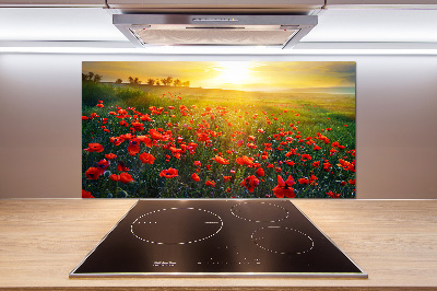 Pannello retrocucina con motivo a campo di papaveri
