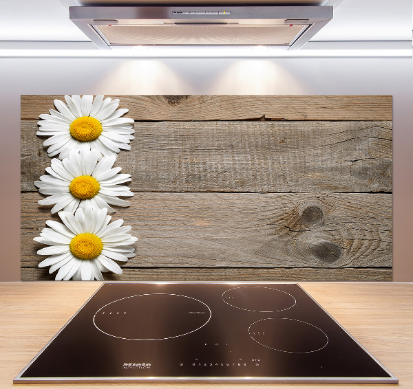 Pannello paraschizzi cucina con decorazione a motivo di margherite su sfondo boschivo
