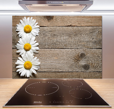 Pannello paraschizzi cucina con decorazione a motivo di margherite su sfondo boschivo