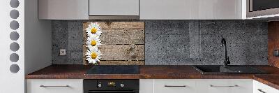 Pannello paraschizzi cucina con decorazione a motivo di margherite su sfondo boschivo
