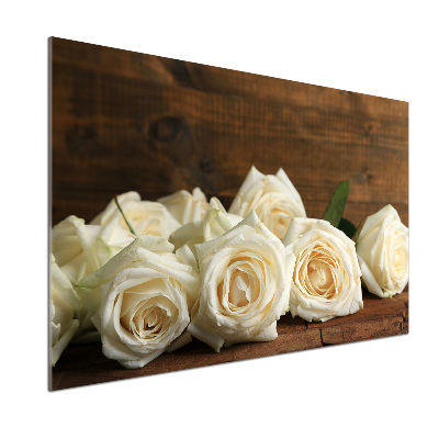 Rivestimento parete cucina con motivo di rose bianche