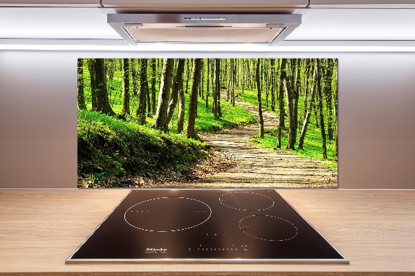 Pannello paraschizzi cucina con stampa 'Sentiero nella foresta'