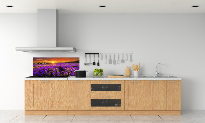 Rivestimento parete cucina con motivo a campo di lavanda