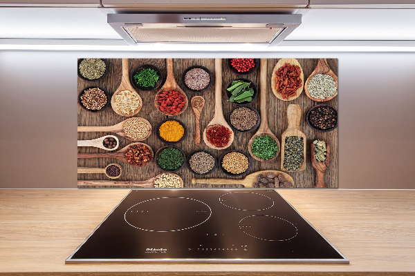 Rivestimento parete cucina con motivo di spezie ed erbe aromatiche