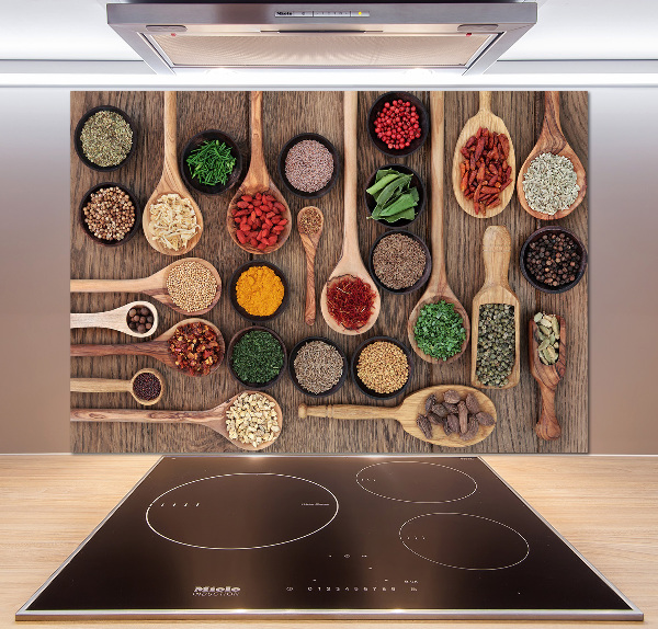 Rivestimento parete cucina con motivo di spezie ed erbe aromatiche