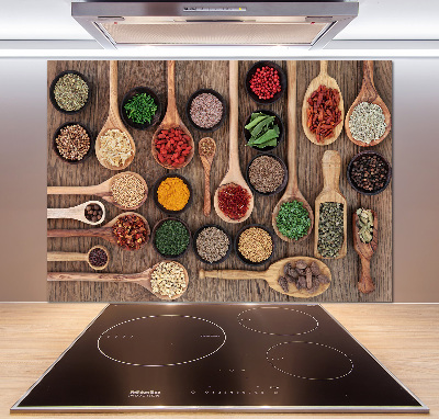 Rivestimento parete cucina con motivo di spezie ed erbe aromatiche