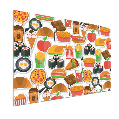 Pannello paraschizzi cucina con decorazione a tema fast food