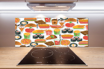 Pannello paraschizzi cucina con decorazione a tema fast food