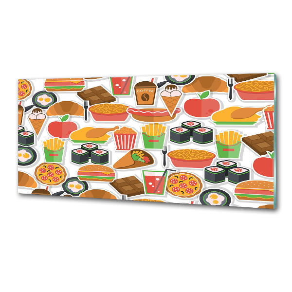 Pannello paraschizzi cucina con decorazione a tema fast food