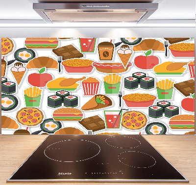 Pannello paraschizzi cucina con decorazione a tema fast food