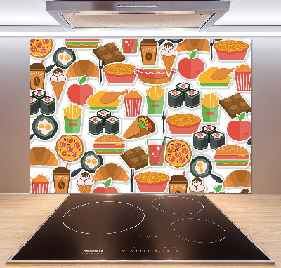 Pannello paraschizzi cucina con decorazione a tema fast food