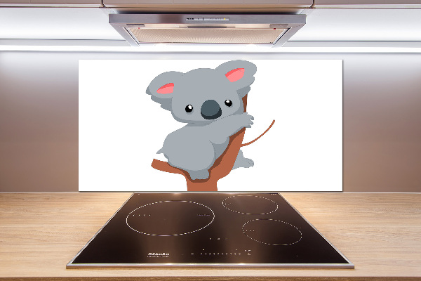 Rivestimento parete cucina con stampa di un koala su un albero
