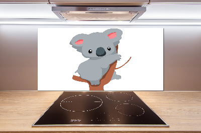 Rivestimento parete cucina con stampa di un koala su un albero