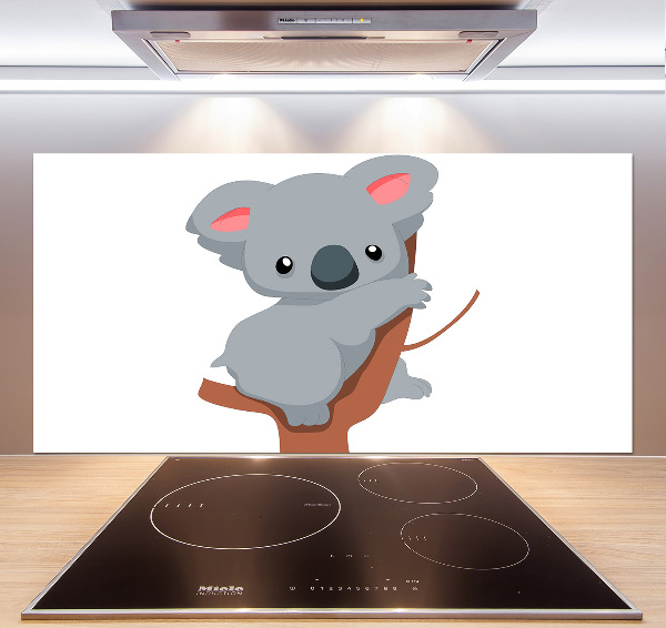 Rivestimento parete cucina con stampa di un koala su un albero