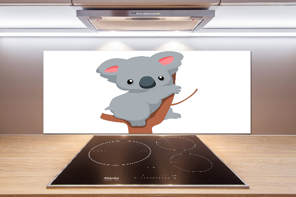 Rivestimento parete cucina con stampa di un koala su un albero