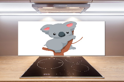 Rivestimento parete cucina con stampa di un koala su un albero