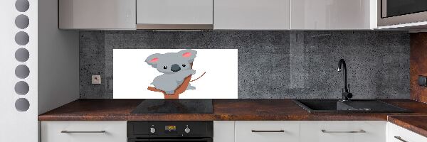 Rivestimento parete cucina con stampa di un koala su un albero