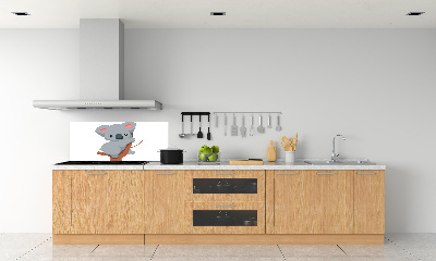 Rivestimento parete cucina con stampa di un koala su un albero