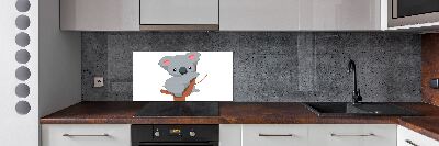 Rivestimento parete cucina con stampa di un koala su un albero