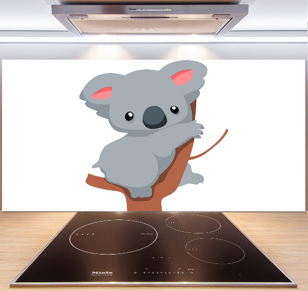 Rivestimento parete cucina con stampa di un koala su un albero