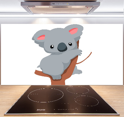 Rivestimento parete cucina con stampa di un koala su un albero