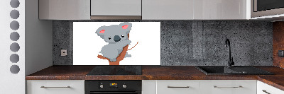 Rivestimento parete cucina con stampa di un koala su un albero
