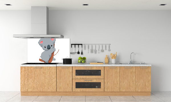 Rivestimento parete cucina con stampa di un koala su un albero