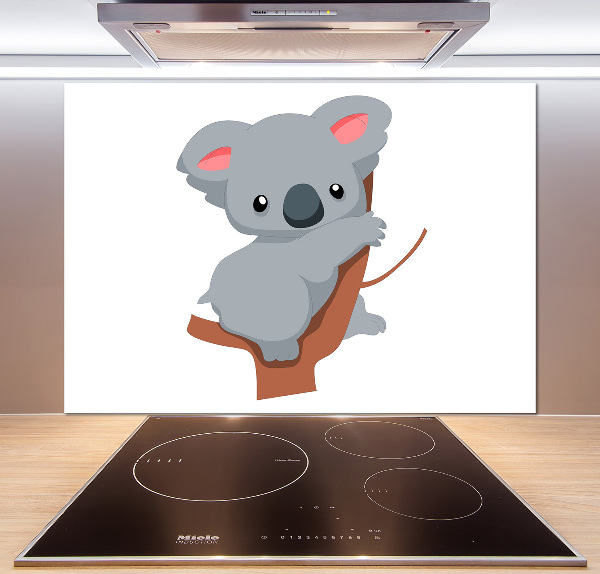 Rivestimento parete cucina con stampa di un koala su un albero