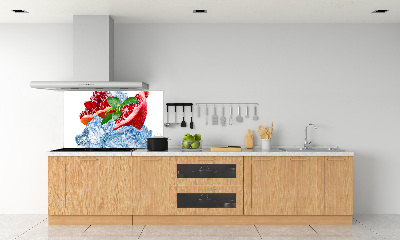 Rivestimento parete cucina con motivo melograno color ghiaccio