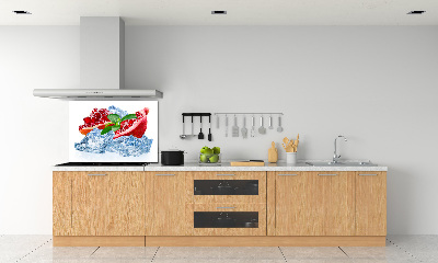 Rivestimento parete cucina con motivo melograno color ghiaccio