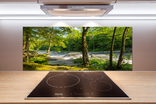 Pannello retrocucina con stampa del fiume nella foresta