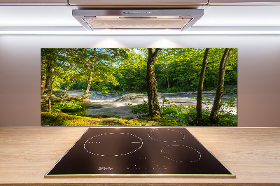Pannello retrocucina con stampa del fiume nella foresta