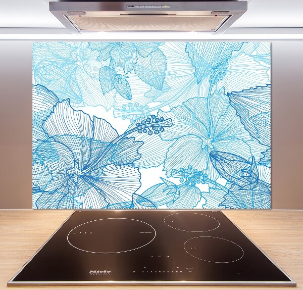 Rivestimento parete cucina con motivo di fiori hawaiani