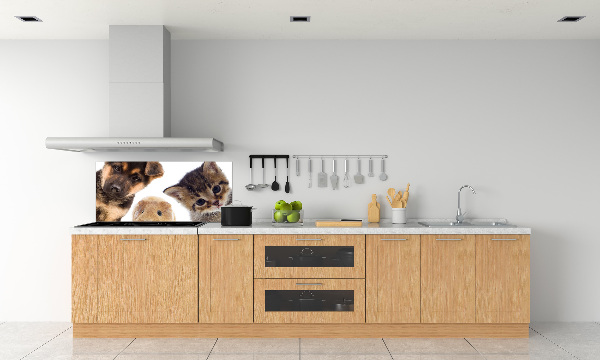 Rivestimento parete cucina con motivo a tema animali domestici