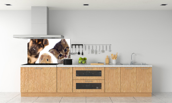 Rivestimento parete cucina con motivo a tema animali domestici