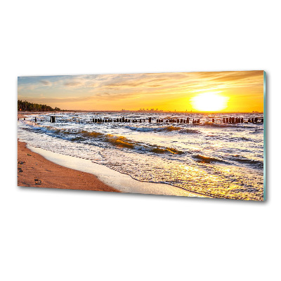 Pannello paraschizzi cucina con stampa raffigurante una spiaggia al tramonto