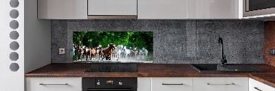 Pannello retrocucina con stampa di cavalli al galoppo