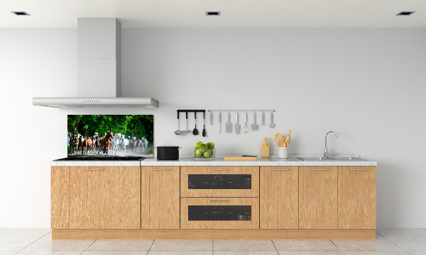 Pannello retrocucina con stampa di cavalli al galoppo