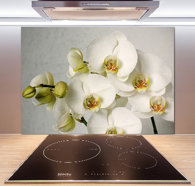 Rivestimento parete cucina con motivo di orchidea bianca
