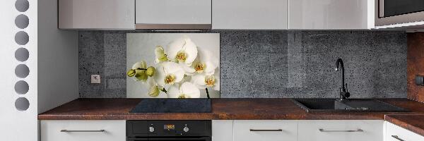 Rivestimento parete cucina con motivo di orchidea bianca