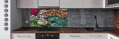 Pannello paraschizzi cucina con motivo a piume astratte