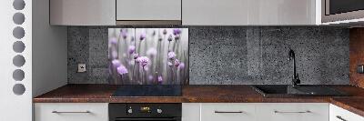 Rivestimento parete cucina con motivo a fiori di erba cipollina