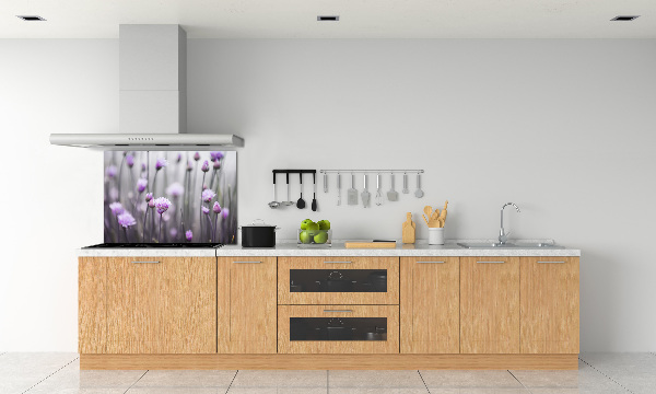 Rivestimento parete cucina con motivo a fiori di erba cipollina